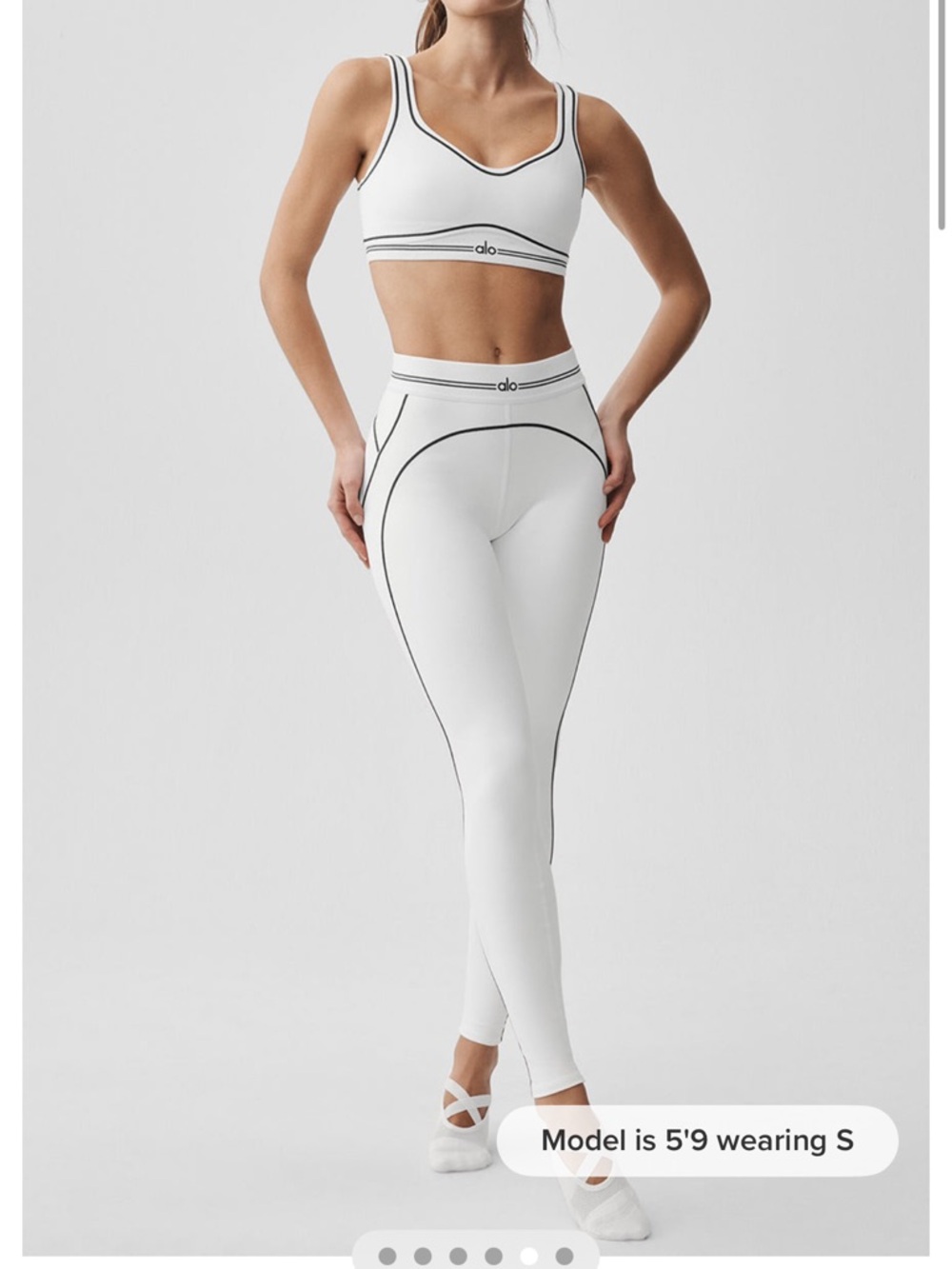 Alo white leggings and bra set